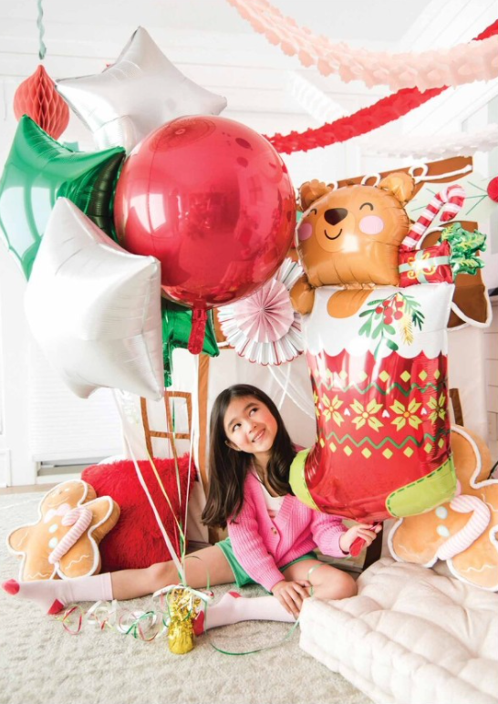 “Beary Christmas Stocking 22x32 inch foil balloon with bear – Anagram SuperShape”