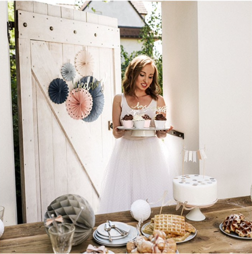 Decorative rosette wall setup for wedding party
