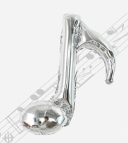 Single music note foil balloon in metallic silver