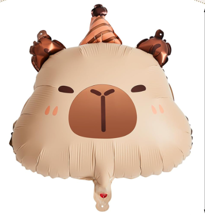 "Cute Capybara Head Balloon 24 in foil animal party decoration"