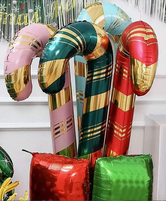 pastel candy cane balloon for christmas decor