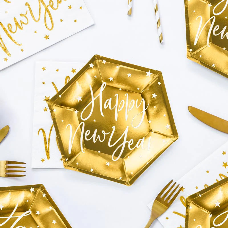 Plates Happy New Year Gold - TPP64-019M