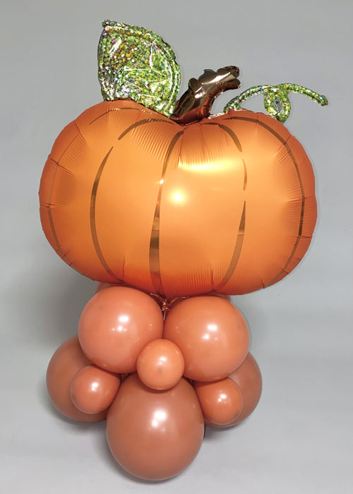 “Pumpkin balloon column decoration using Satin Pumpkin foil balloon”