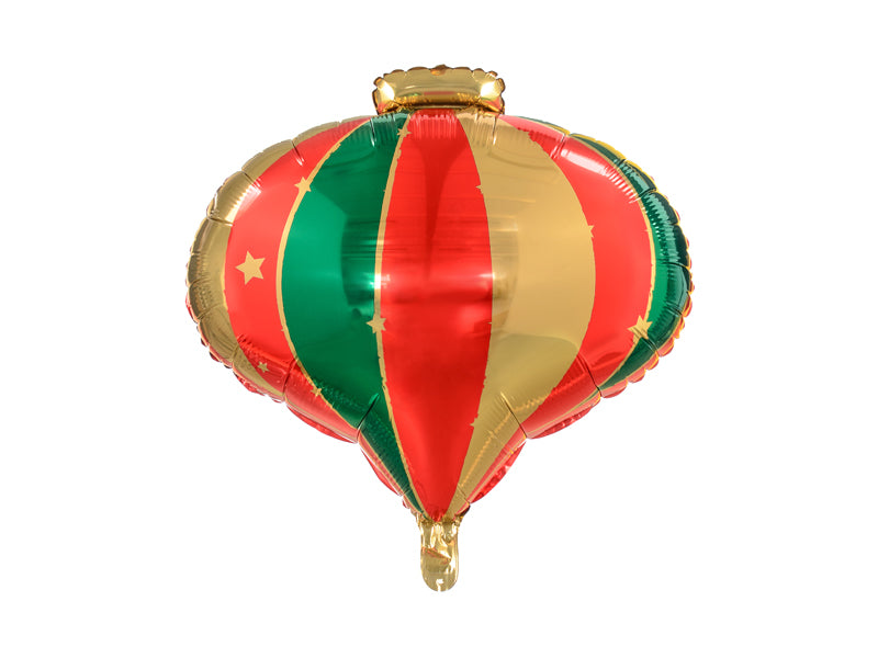 Red, green and gold foil Christmas bauble balloon 20x19 inches hanging on a Christmas tree – FB116