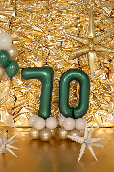 Foil balloon number 0 in satin bottle green, 34 inches, for helium or air