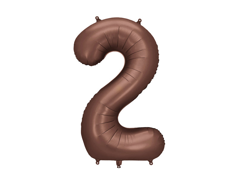 Foil balloon number 2 in elegant mocha color
