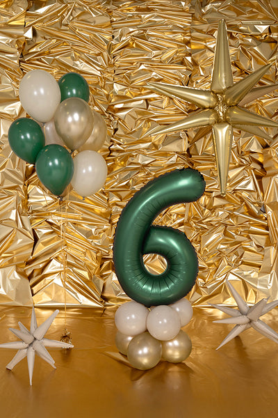 Foil balloon number 6 in rich bottle green