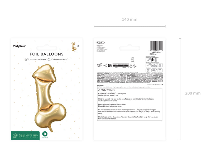 Gold penis foil balloon 35 inch – bachelorette party decoration