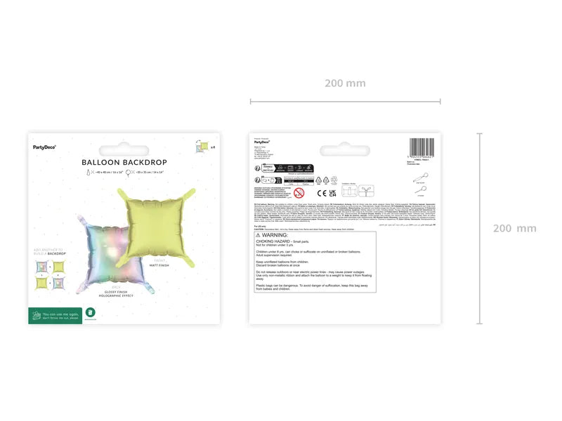 Holographic Neon Yellow Double-Sided Foil Balloon Square 15.7×15.7 in