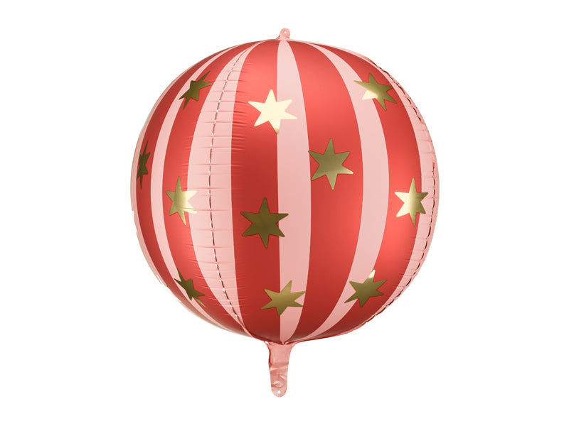 Red starry foil balloon ball 24 inch – 3D party decoration with gold stars