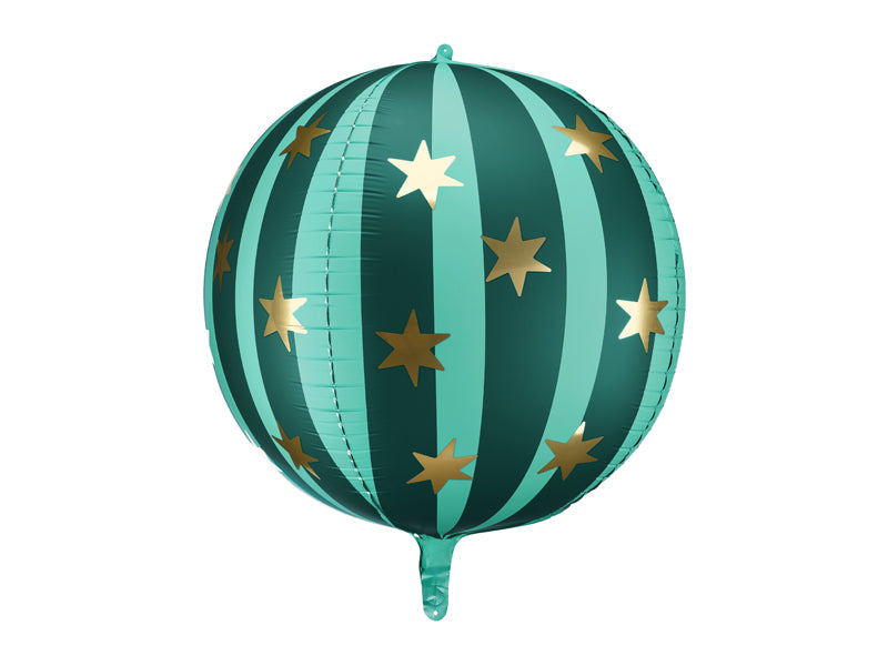 Green starry foil balloon ball 24 inch – 3D party balloon with gold stars 