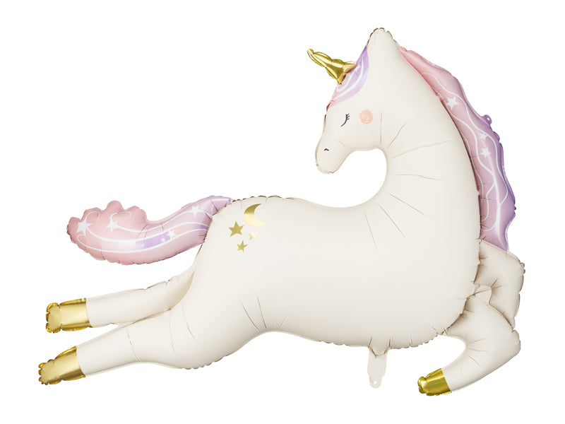 Foil balloon unicorn pastel colors with gold accents