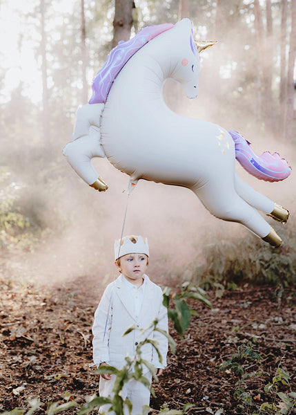 Foil balloon unicorn pastel colors with gold accents
