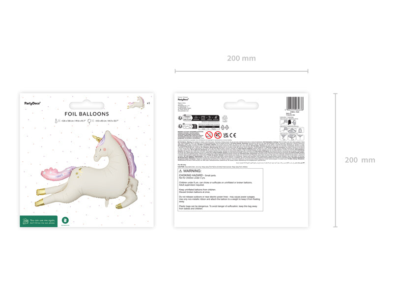 Foil balloon unicorn pastel colors with gold accents