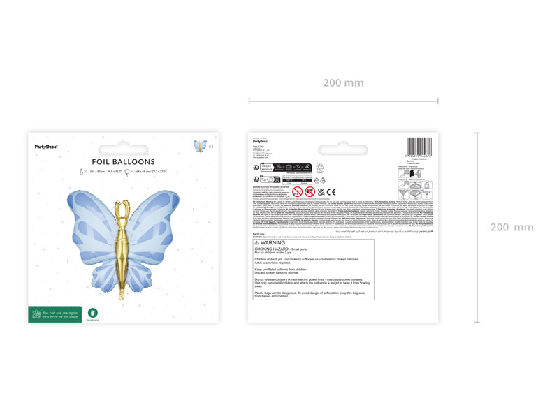 Blue butterfly foil balloon 30 inch – whimsical party decoration