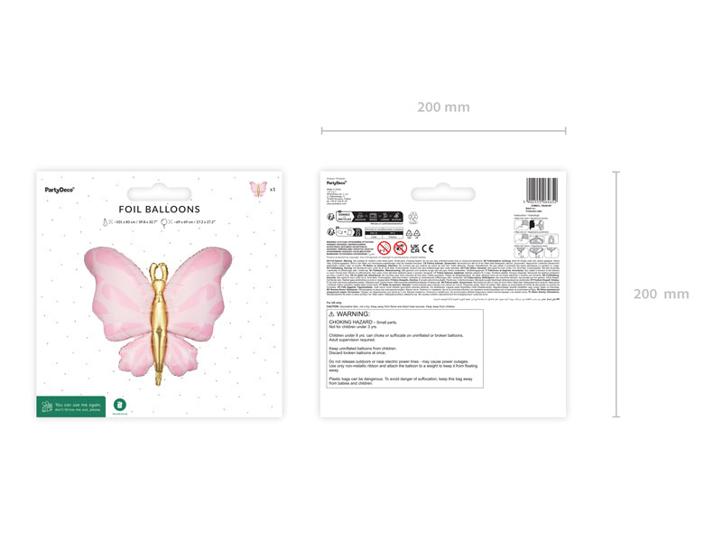 Pink butterfly foil balloon 30 inch – fairy and baby shower party decor 