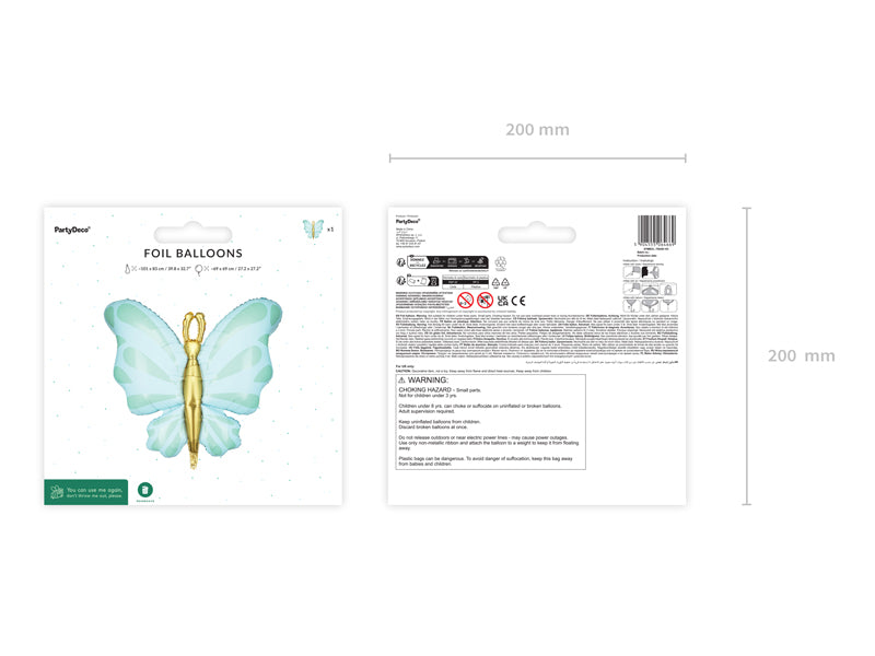 Mint butterfly foil balloon 30 inch – pastel party decor
