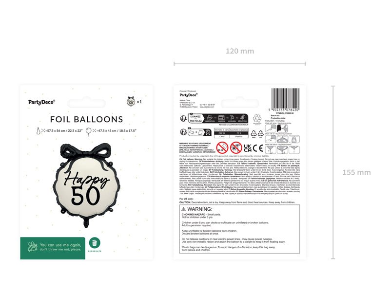 Foil Balloon Pill Happy 50 with Bow