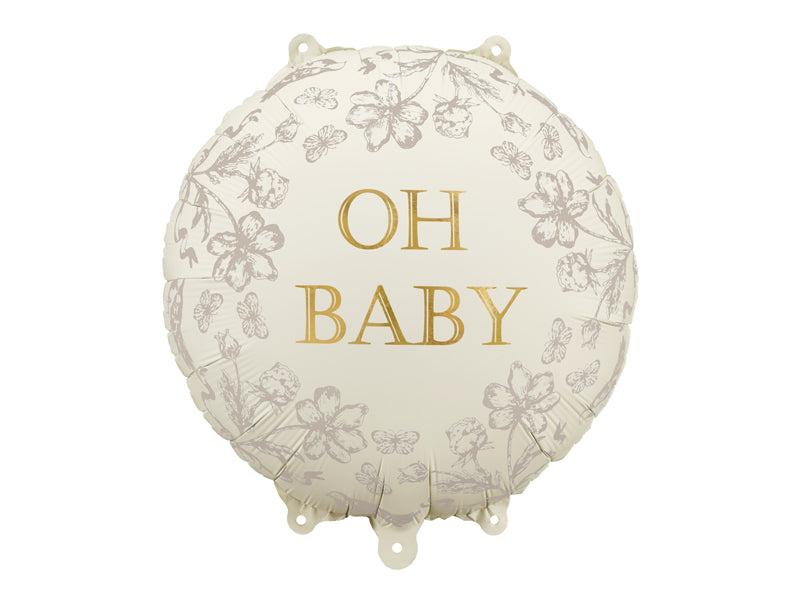Foil balloon disc Oh Baby round gold lettering for baby shower