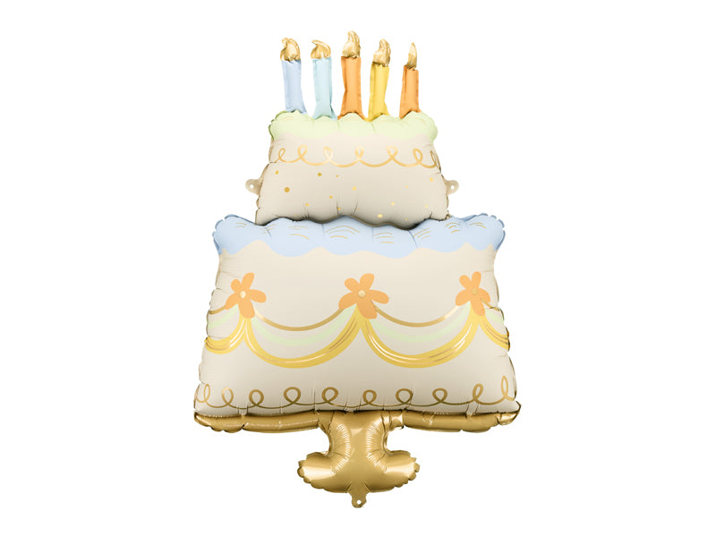 Foil Balloon Cake with gold and white design – Party Decoration