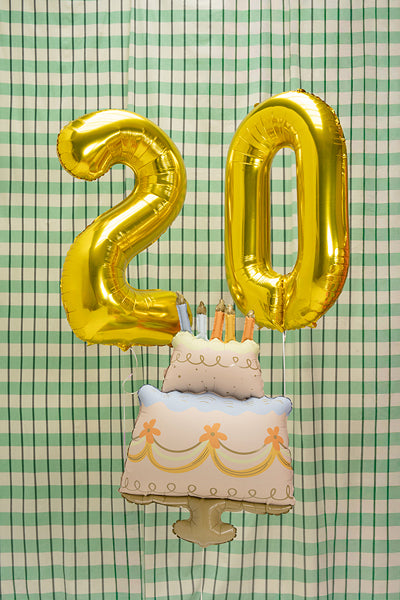 Foil Balloon Cake with gold and white design – Party Decoration