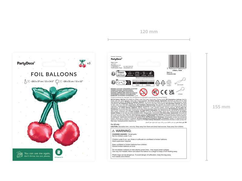 Foil cherry balloons for garlands and party decorations