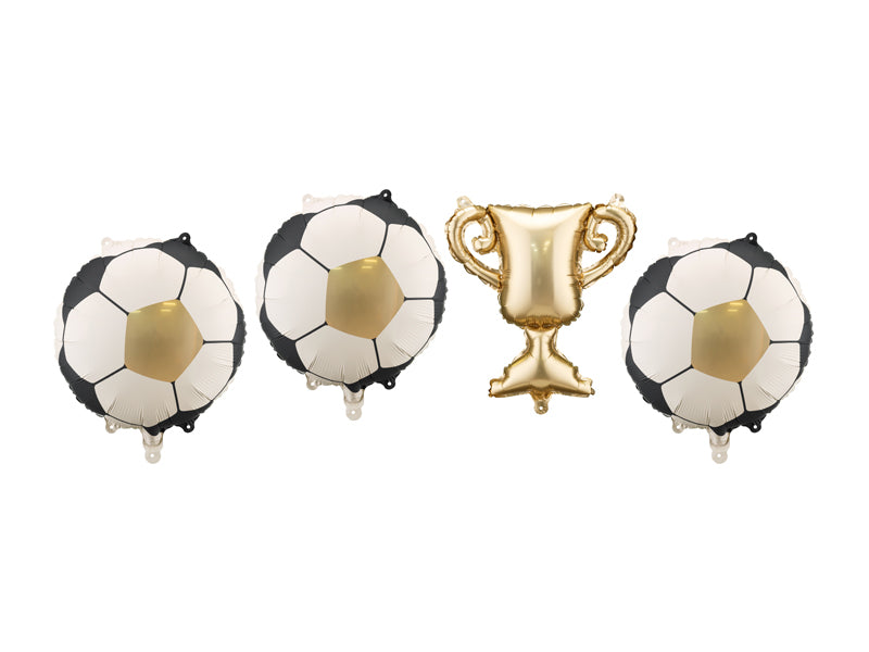 Foil balloons trophy with soccer balls for garlands decoration
