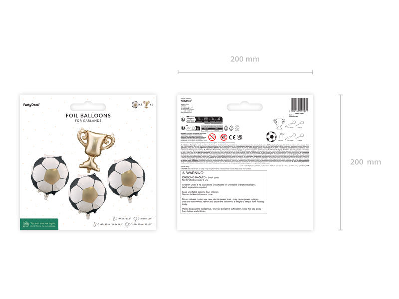 Foil balloons trophy with soccer balls for garlands decoration