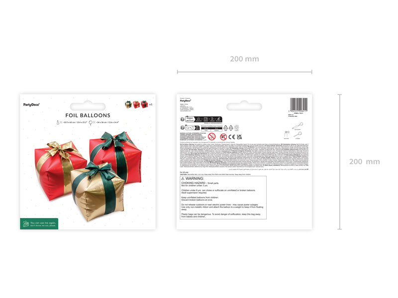 Gift boxes foil balloon set PartyDeco FB313 3 pieces air or helium