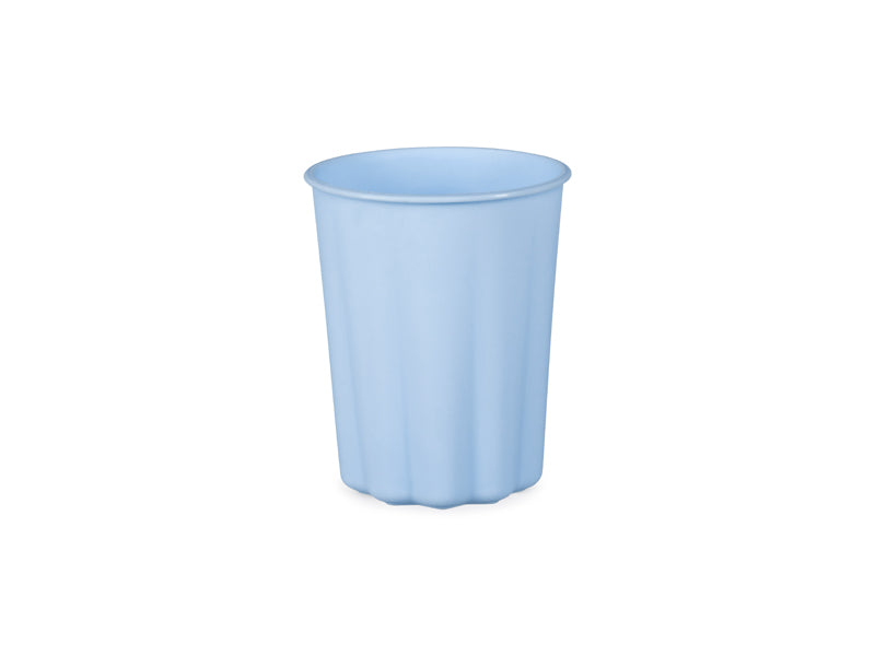 Light blue plastic cup with frill detail for parties and celebrations