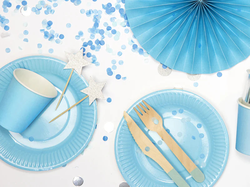 Mint-green dipped wooden spoon, fork, and knife set – 18-piece eco cutlery