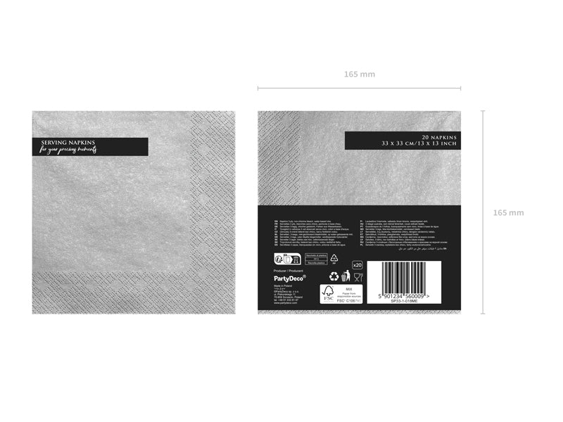 Napkins 3 Layers Silver Metallic - SP33-1-018ME