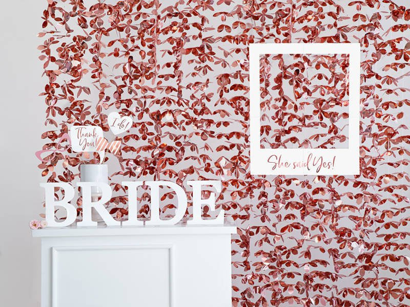 “Rose gold flower foil curtain decoration”