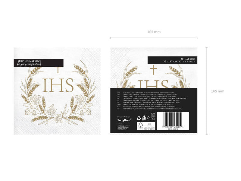 Napkins IHS White and Gold - SP33-95-019
