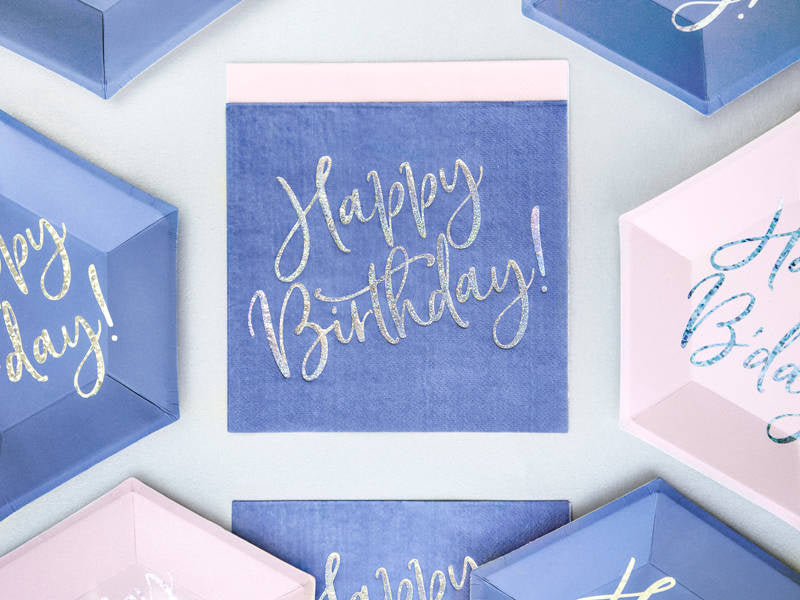 Napkins Happy Birthday Navy Blue  SP33-80-074