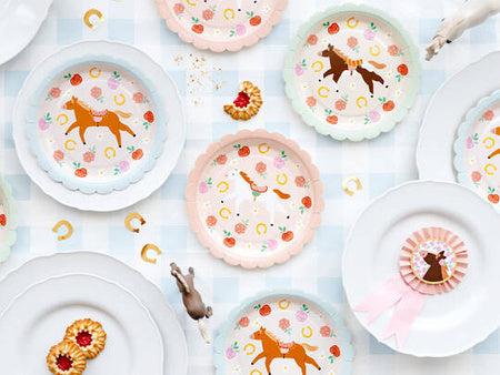 Paper Tablecloth Checkered with Horses - OBP3