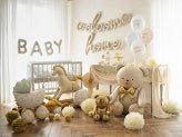 Foil Balloon Rocking Horse in white and gold for baby shower decoration
