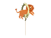 Lion cake topper with crown and pom-poms for jungle or circus themed birthday parties