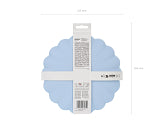 Light blue plastic frill plate with scalloped edge for party or baby shower