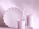 Violet plastic frill plate with scalloped edge for party or baby shower