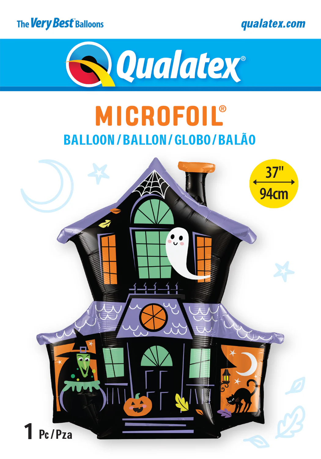 "Haunted House 37-inch Qualatex foil balloon for Halloween party decoration"