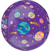 Smiling Galaxy Orbz foil balloon by Anagram with planets stars and colorful birthday artwork
