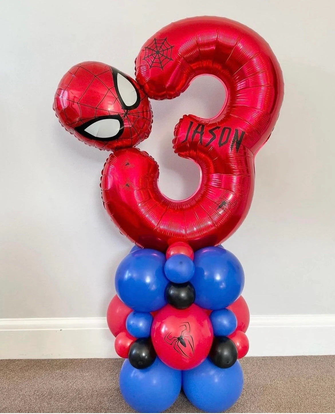 "Spider-Man mini balloon used in red number 3 balloon column"