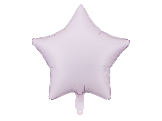 Pastel purple foil star balloon on white background