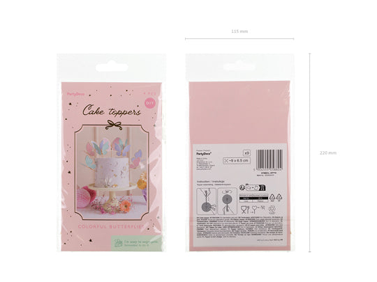 Pastel butterfly cake toppers with gold accents for birthdays and fairy-themed parties