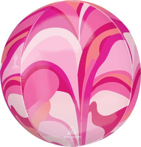 "Anagram Pink Macro Marble Orbz Balloon 15 x 16 in marble swirl party decoration"