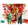 Red Christmas bauble foil balloon FB115 with green and gold metallic print, approx. 18 × 18 in.