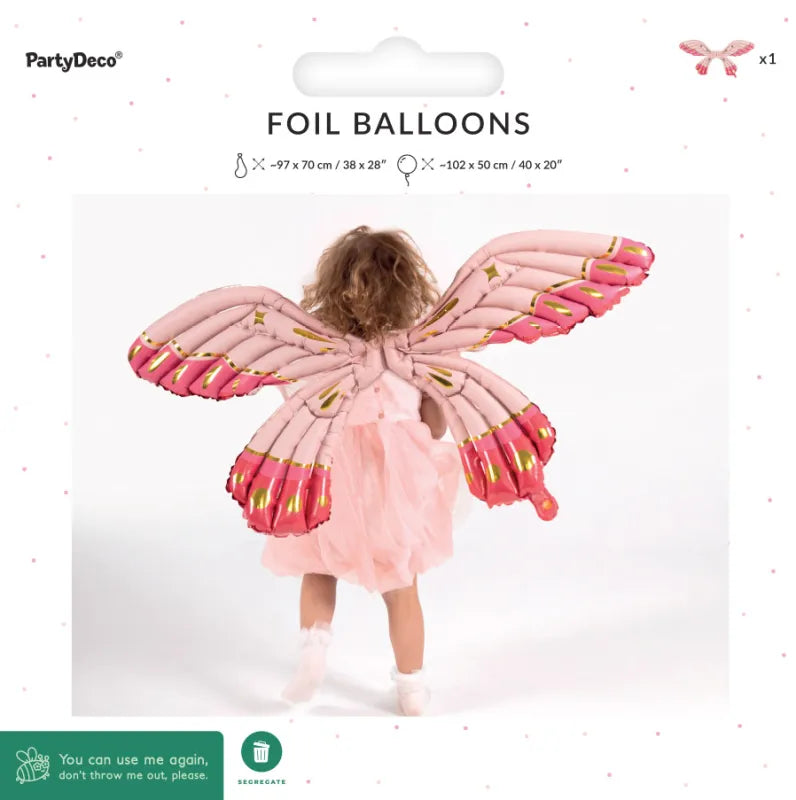 Foil Balloon Butterfly Wings Pink - FBS1