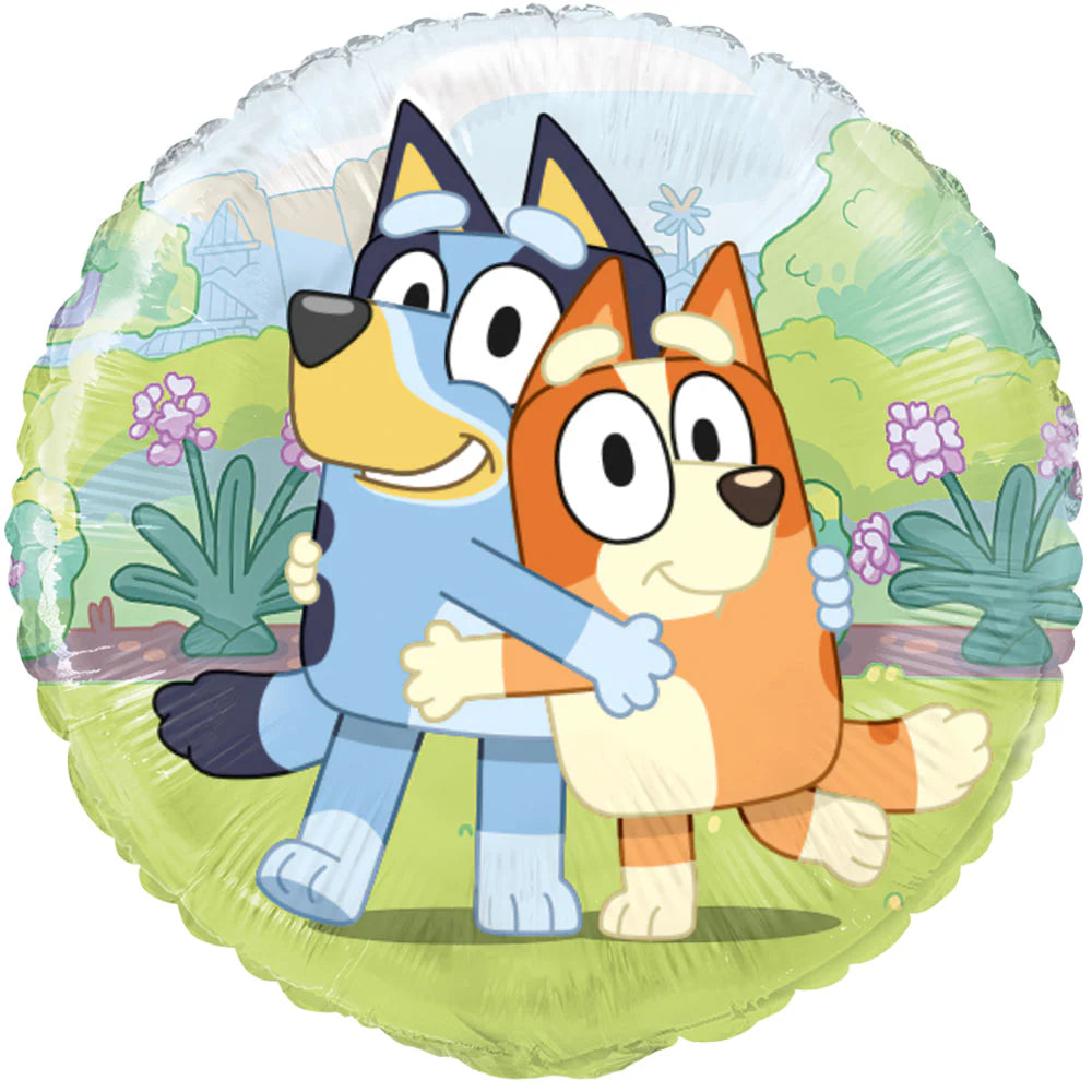 “Bluey and Bingo 18 inch round foil balloon – BBC Studios licensed design”