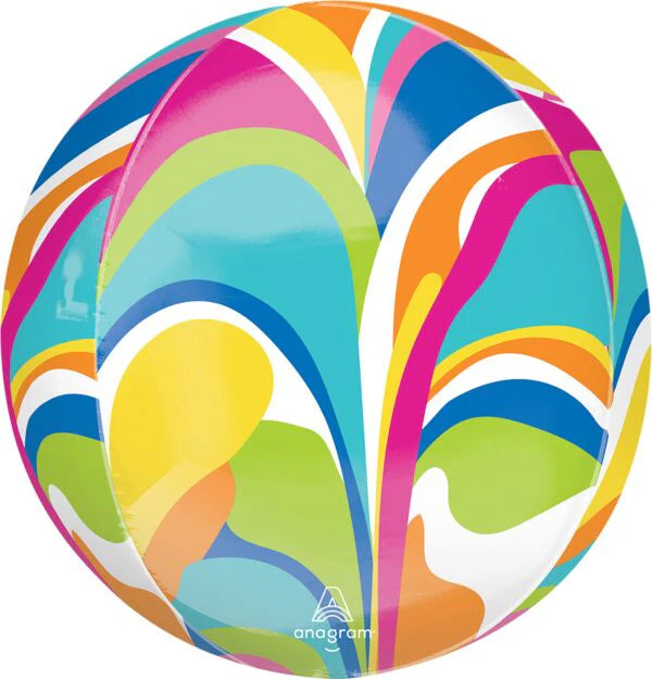 "Anagram Vibrant Macro Marble Orbz Balloon 15 x 16 in colorful marble swirl party decoration"